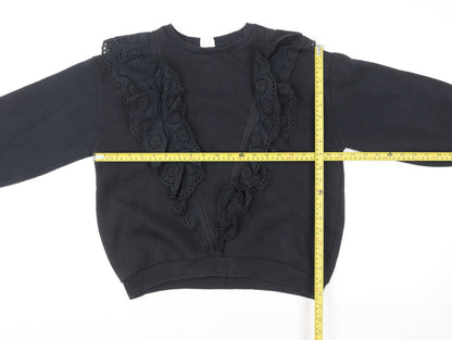 Zara Girls Black Ruffle Embroidered Pullover Sweatshirt 11-12 Years
