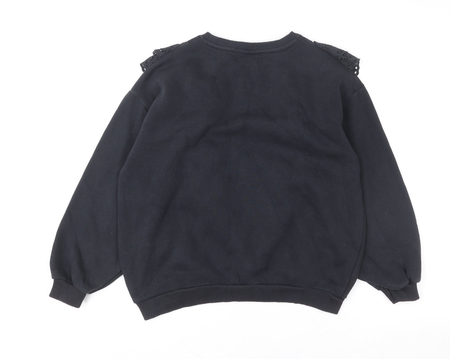 Zara Girls Black Ruffle Embroidered Pullover Sweatshirt 11-12 Years