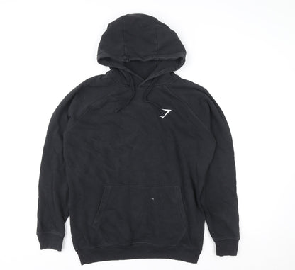 Gymshark Women's Black Pullover Hoodie Size S Cotton Blend Logo Gymwear