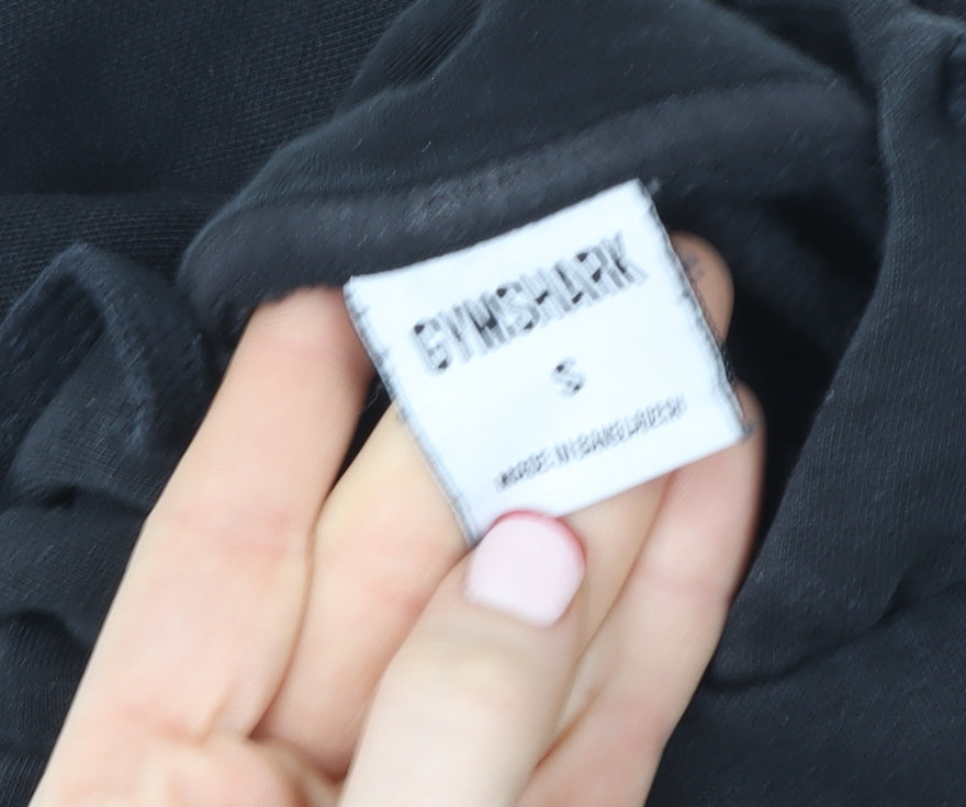 Gymshark Women's Black Pullover Hoodie Size S Cotton Blend Logo Gymwear