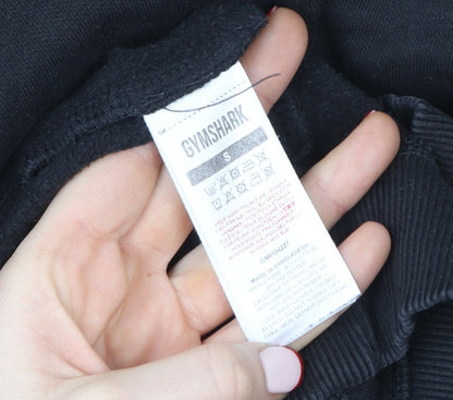 Gymshark Women's Black Pullover Hoodie Size S Cotton Blend Logo Gymwear