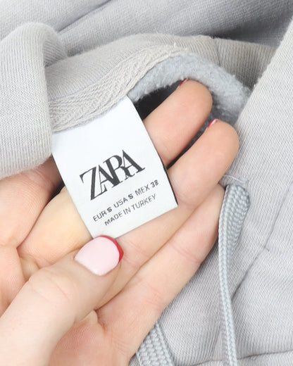 Womens UK Size S Zara Grey Pullover Hoodie