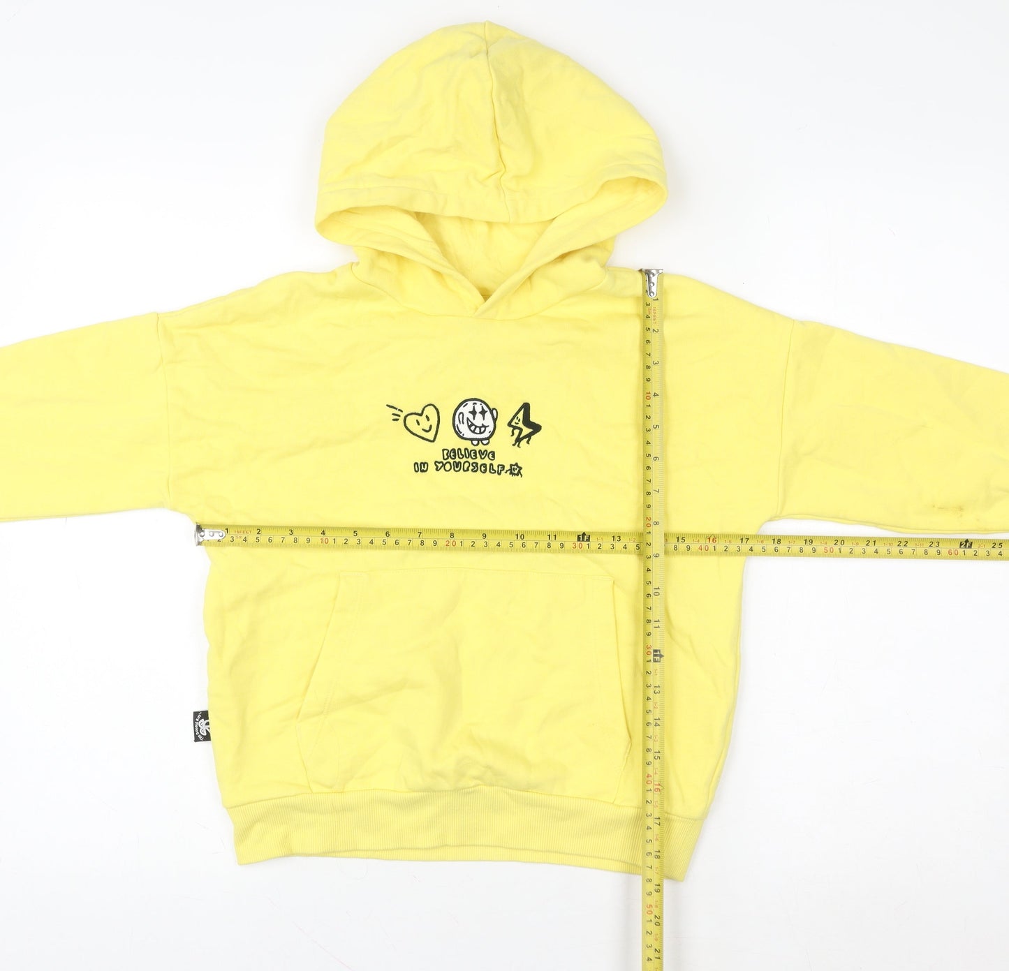 Marks and Spencer Boys Yellow Graphic Pullover Hoodie 7-8 Years