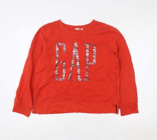 GAP Womens Red Cotton Logo Pullover Sweatshirt Size M