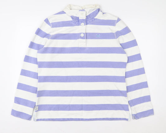 Crew Clothing Co Women’s Purple White Striped Henley Sweatshirt Size 14