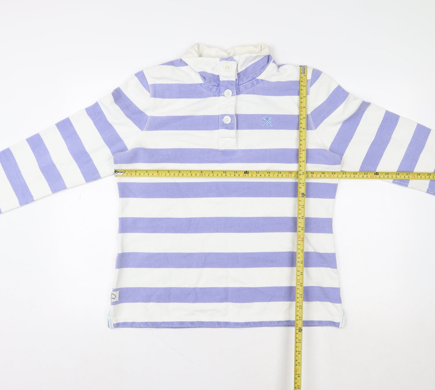 Crew Clothing Co Women’s Purple White Striped Henley Sweatshirt Size 14