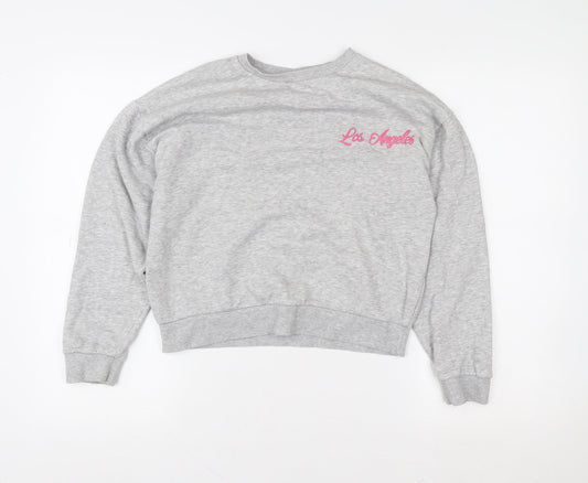 Matalan Girls Grey Los Angeles Graphic Sweatshirt 12 Years Pullover Cotton Blend