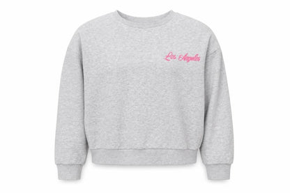 Front view of Matalan girls’ grey los angeles graphic sweatshirt 12 years pullover cotton blend