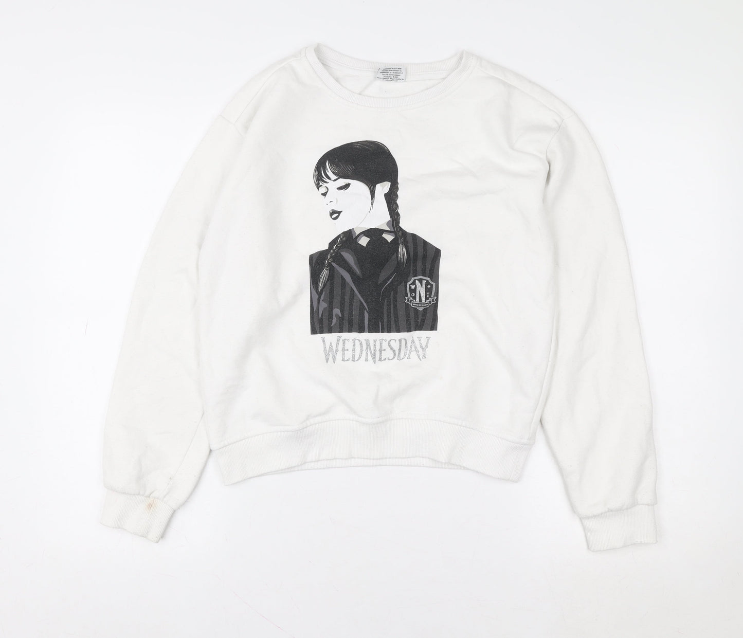 Wednesday Girls White 13-14 Years Pullover Graphic Sweatshirt