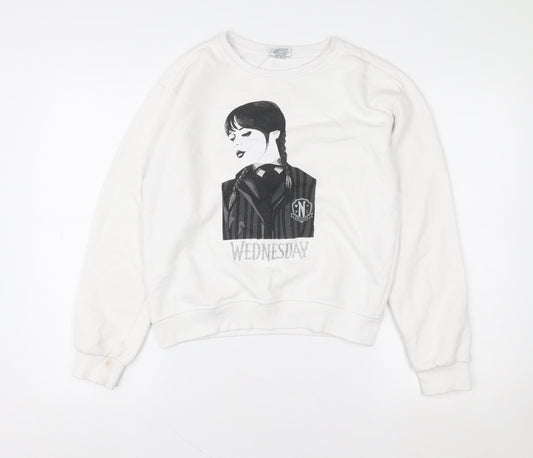 Wednesday Girls White 13-14 Years Pullover Graphic Sweatshirt