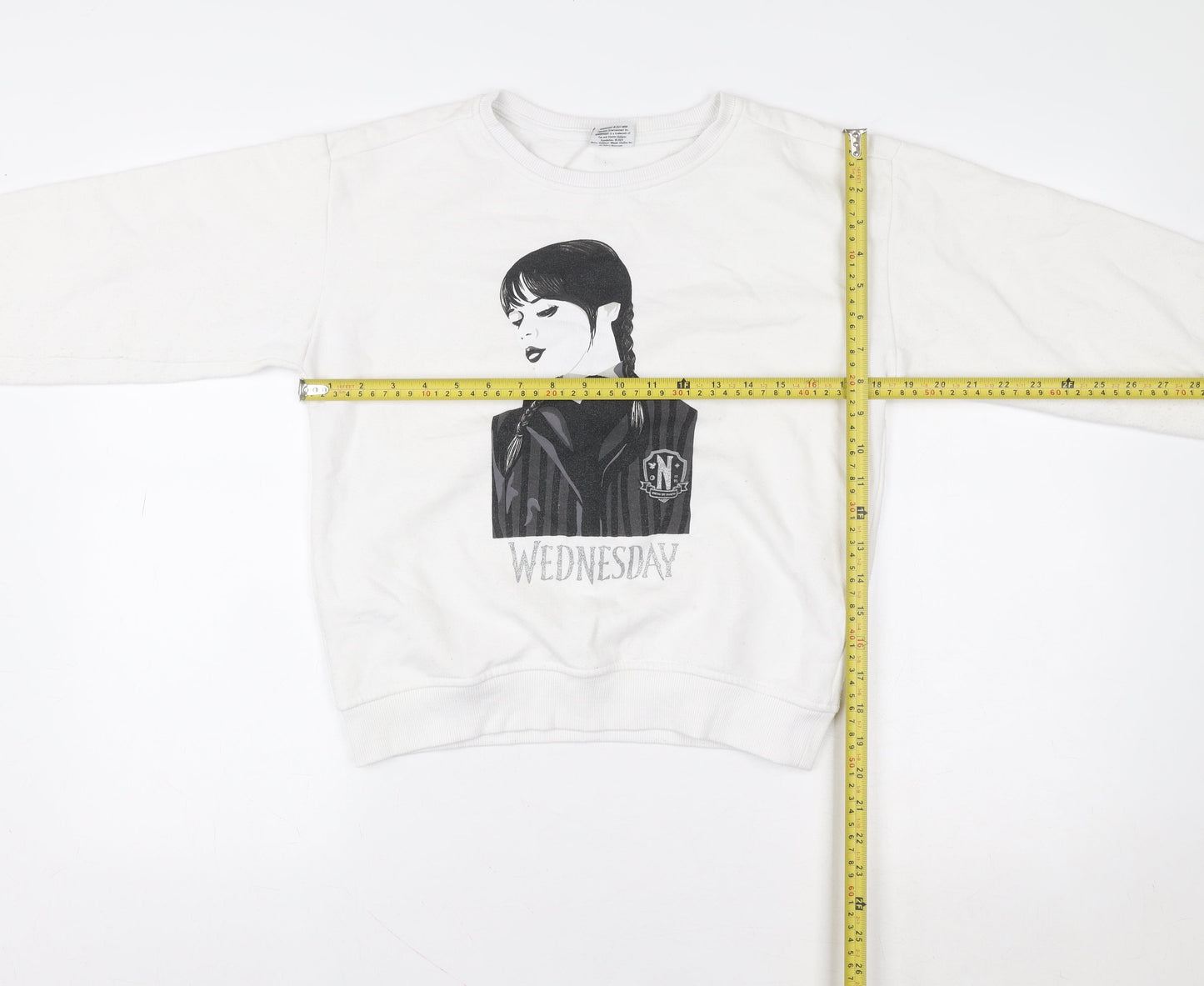 Wednesday Girls White 13-14 Years Pullover Graphic Sweatshirt