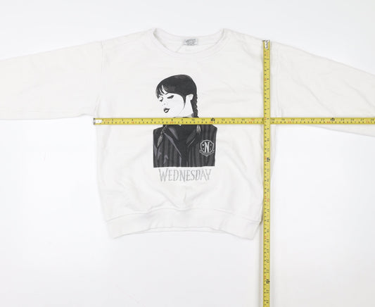 Wednesday Girls White 13-14 Years Pullover Graphic Sweatshirt