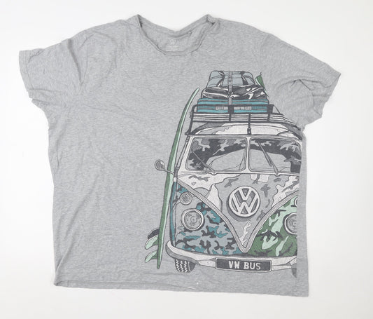 Volkswagen Mens Grey 3XL Graphic VW Bus T-Shirt