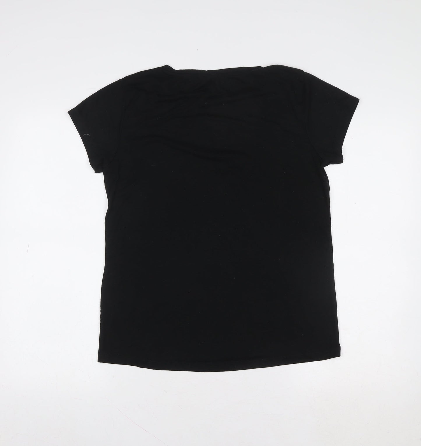 Womens UK Size M Disney Stitch Black Basic T-Shirt