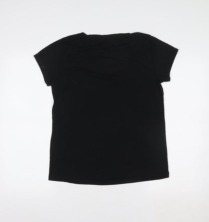 Womens UK Size M Disney Stitch Black Basic T-Shirt