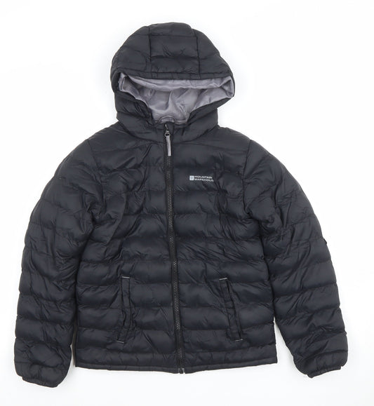 Mountain Warehouse Boys Black 9-10 Years Puffer Jacket Lightweight Hooded