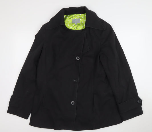Marks and Spencer Per Una Women's Black Cotton Blend Trench Jacket Size 14