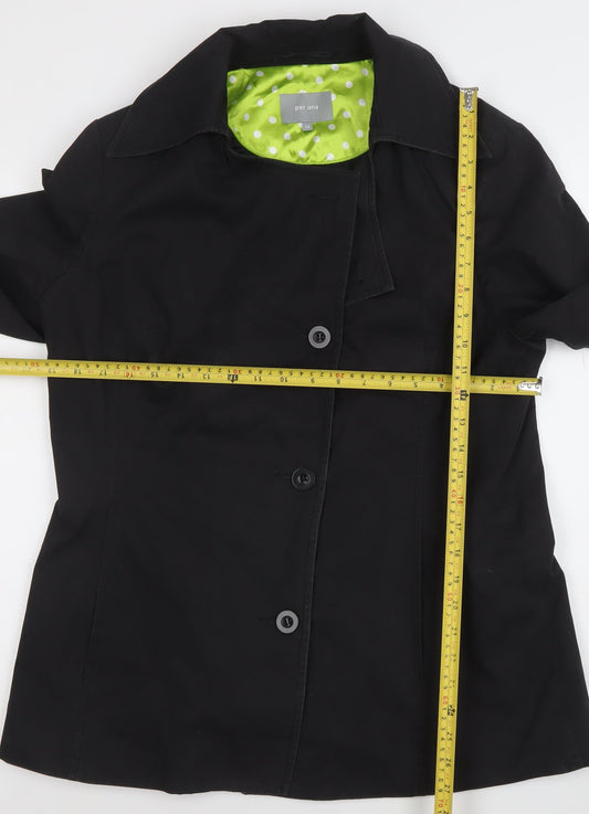 Marks and Spencer Per Una Women's Black Cotton Blend Trench Jacket Size 14