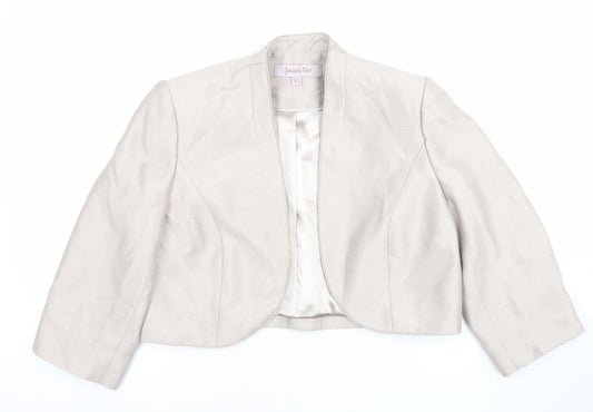 Jacques Vert Women’s Beige Cropped Blazer Jacket UK 12 Formal Tailored