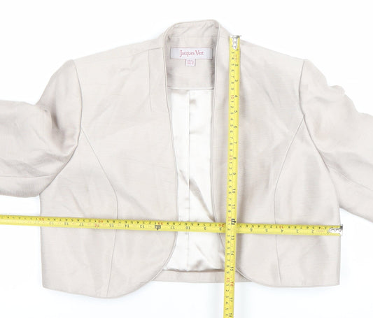 Jacques Vert Women’s Beige Cropped Blazer Jacket UK 12 Formal Tailored