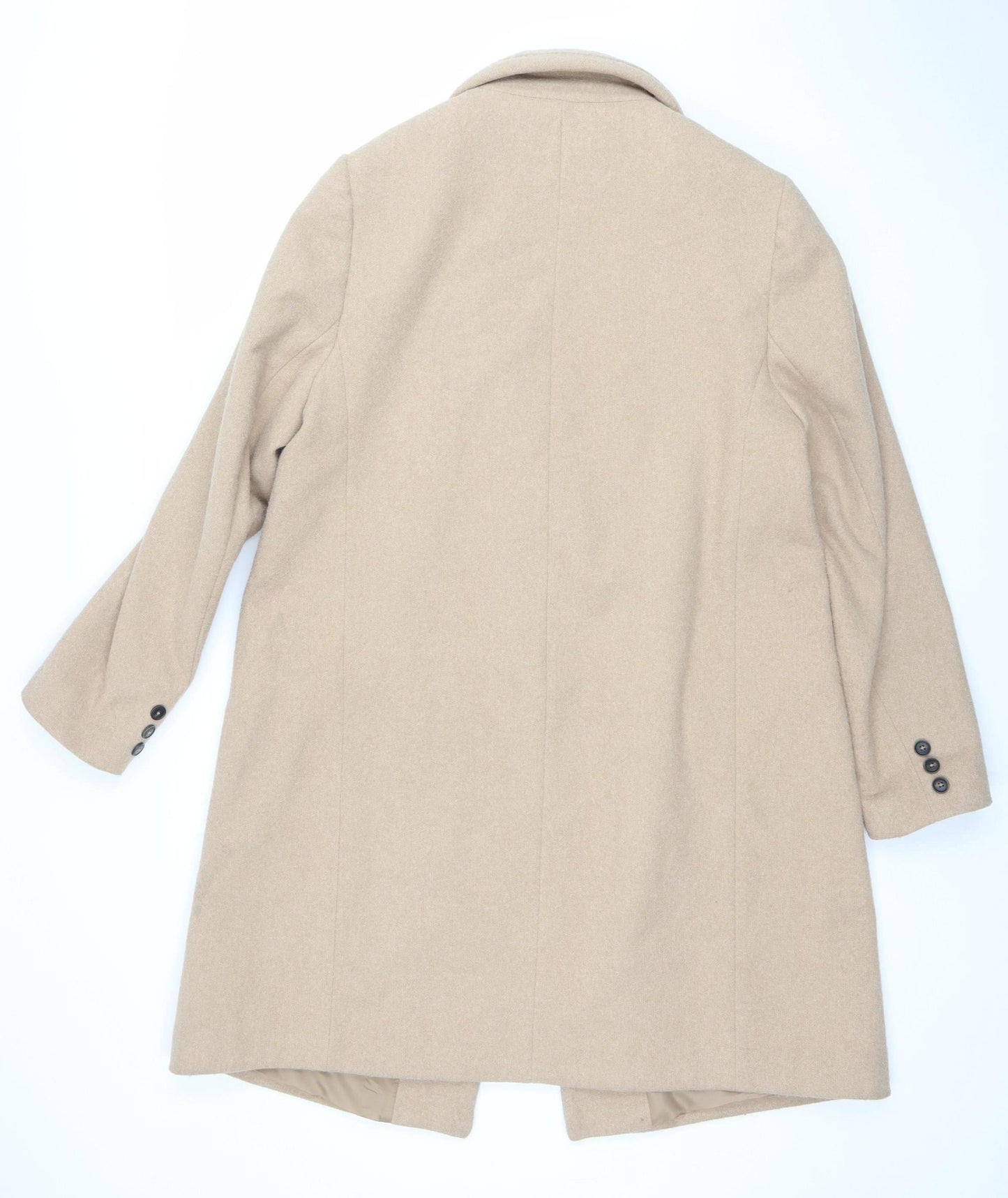 New Look Women's Beige Wool Blend Mid-Length Overcoat Size 16