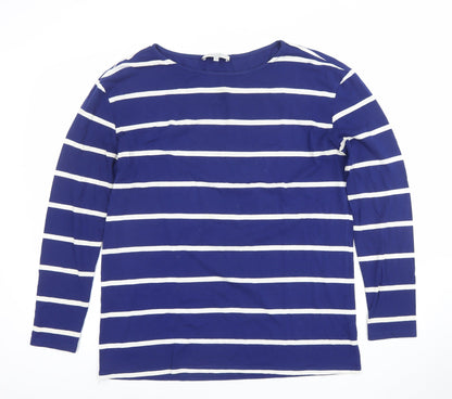 Laura Ashley Women’s Blue Striped Long Sleeve Boat Neck Top Size 14