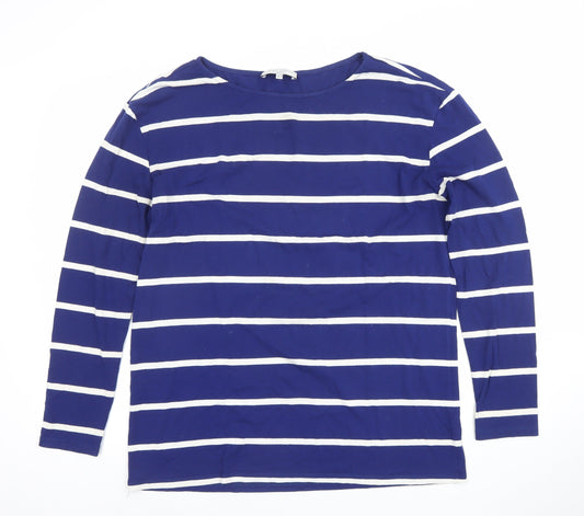 Laura Ashley Women’s Blue Striped Long Sleeve Boat Neck Top Size 14