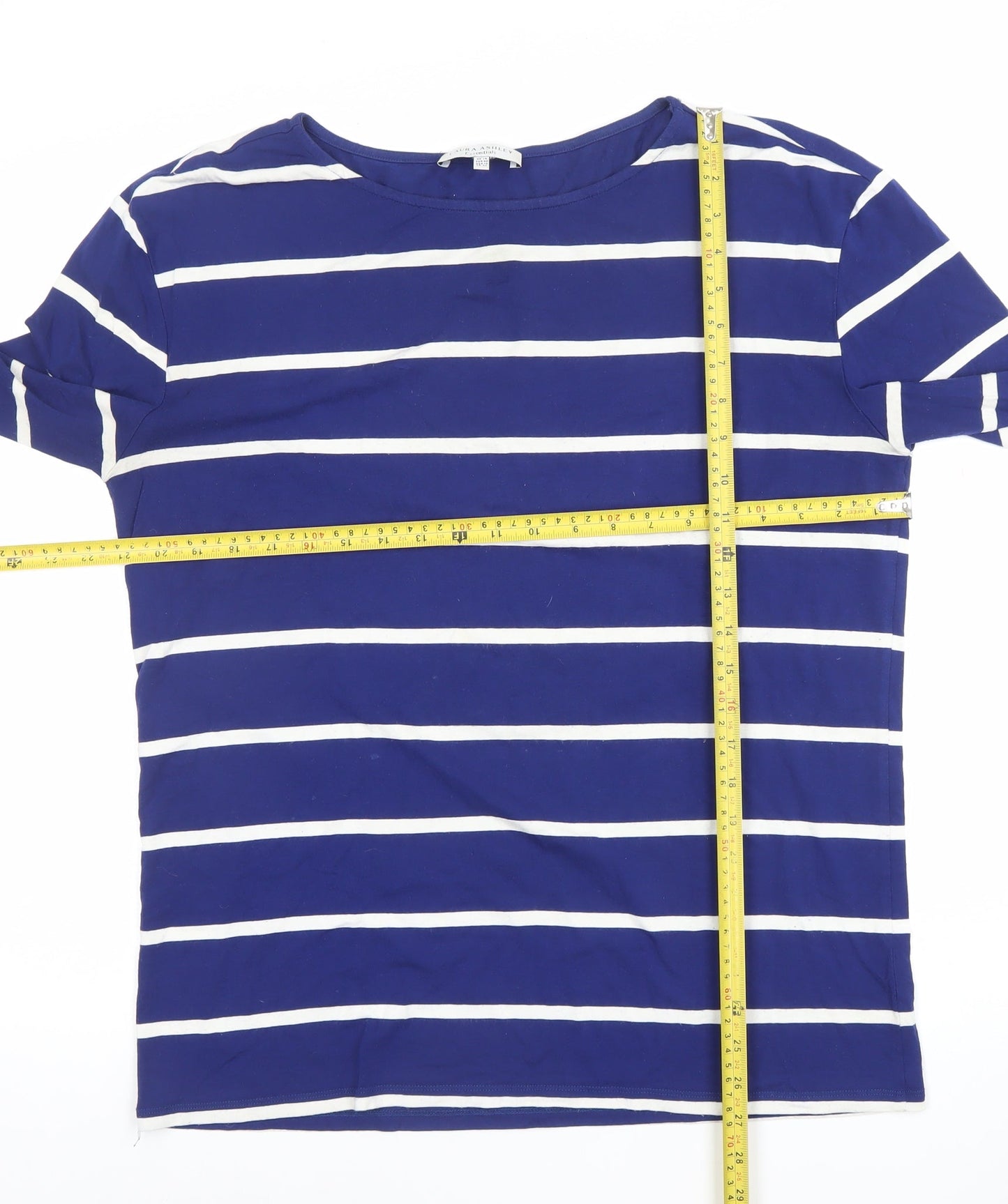 Laura Ashley Women’s Blue Striped Long Sleeve Boat Neck Top Size 14