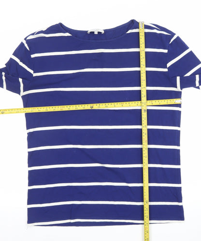 Laura Ashley Women’s Blue Striped Long Sleeve Boat Neck Top Size 14