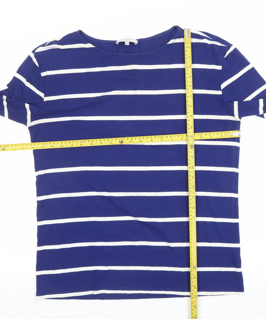 Laura Ashley Women’s Blue Striped Long Sleeve Boat Neck Top Size 14