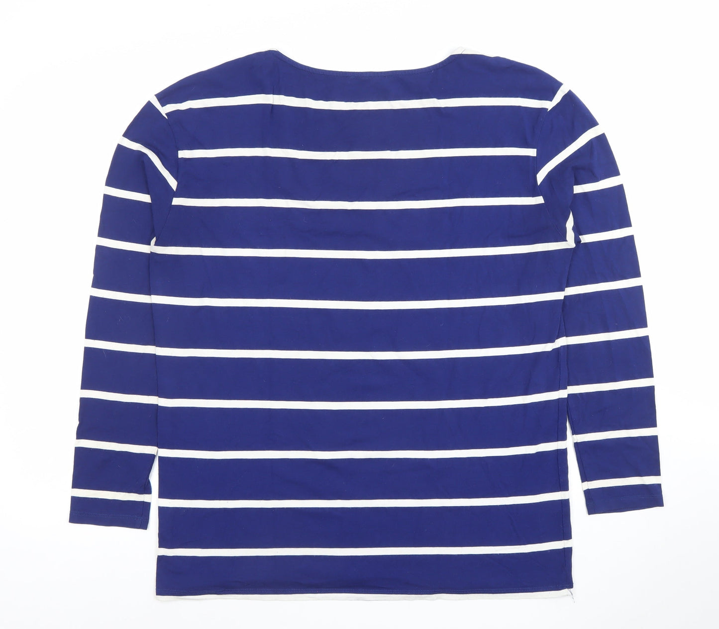 Laura Ashley Women’s Blue Striped Long Sleeve Boat Neck Top Size 14