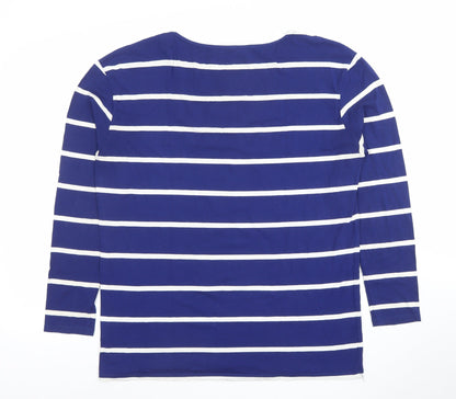 Laura Ashley Women’s Blue Striped Long Sleeve Boat Neck Top Size 14