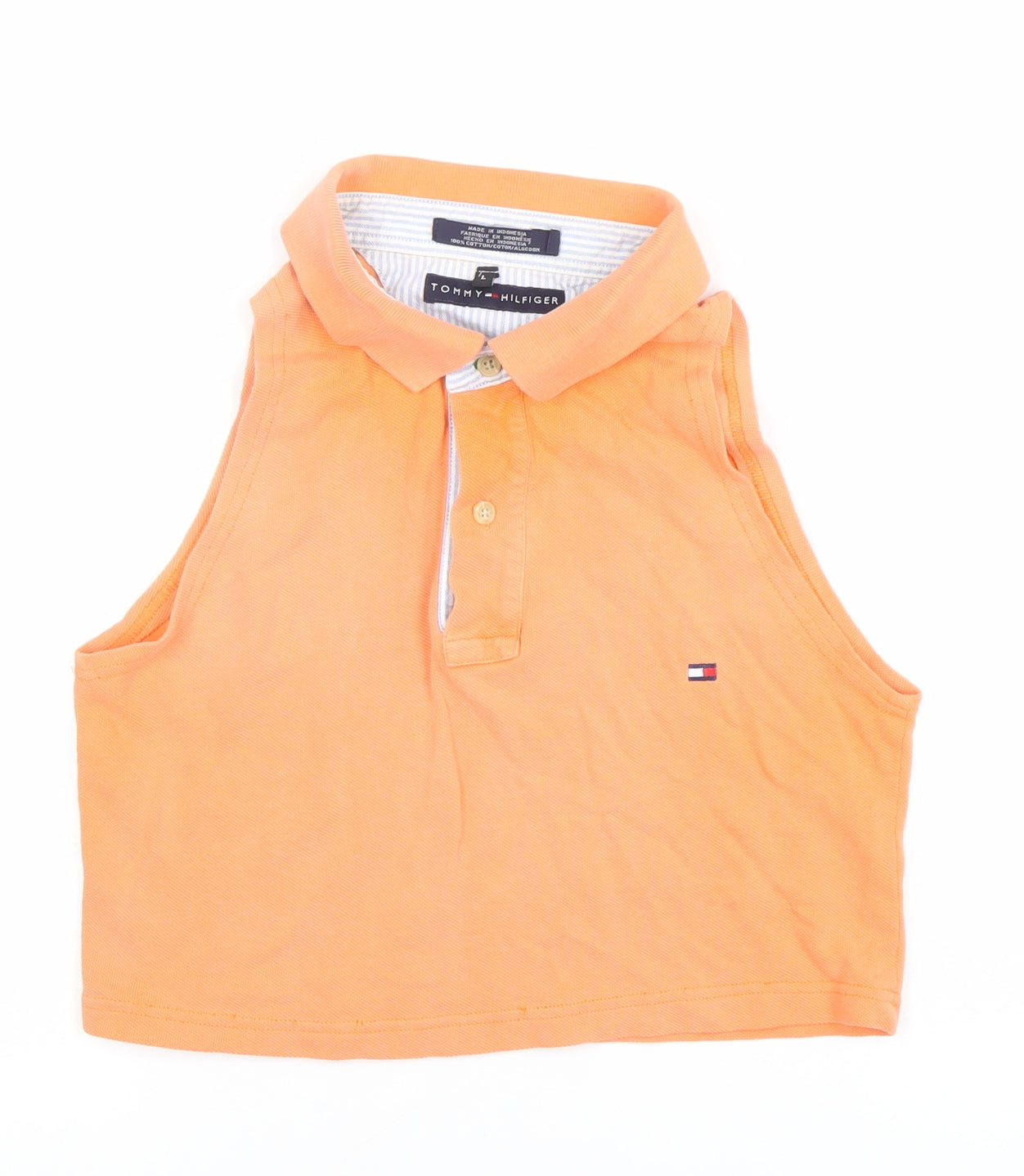 Womens UK Size L Tommy Hilfiger Orange Cropped Polo