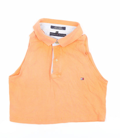 Womens UK Size L Tommy Hilfiger Orange Cropped Polo
