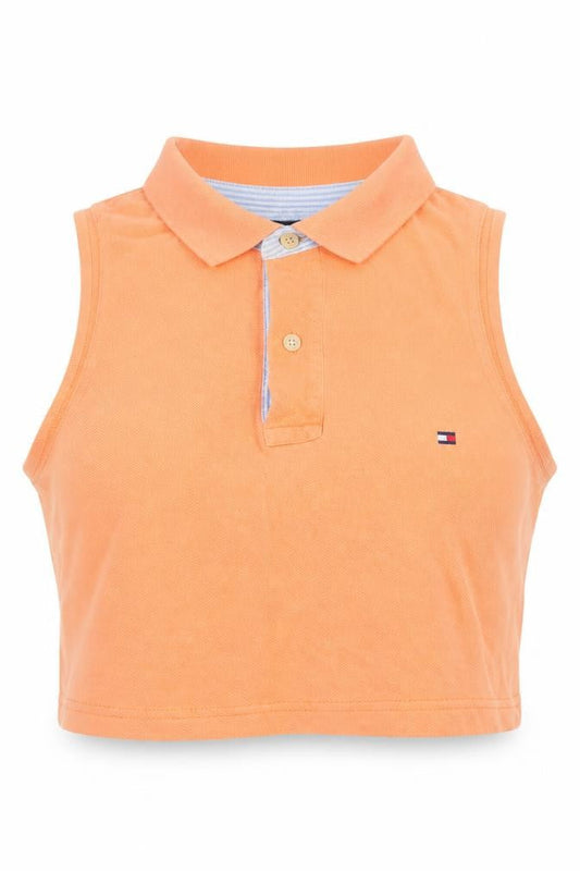 Womens UK Size L Tommy Hilfiger Orange Cropped Polo
