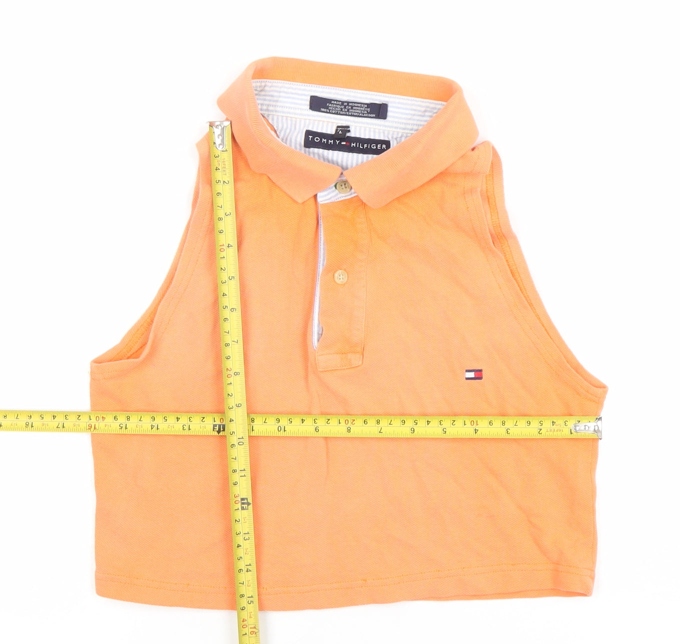 Womens UK Size L Tommy Hilfiger Orange Cropped Polo