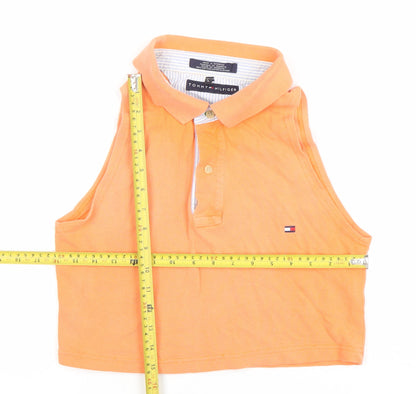 Womens UK Size L Tommy Hilfiger Orange Cropped Polo