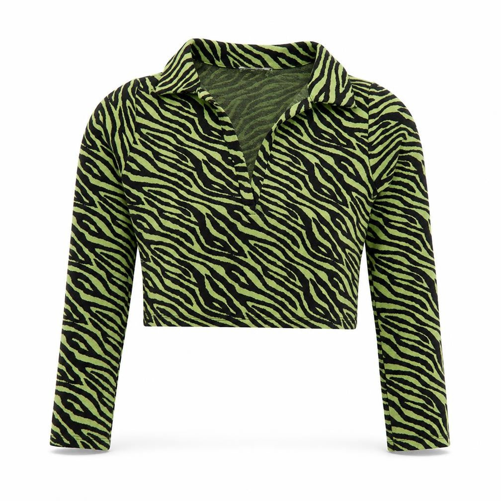 Womens UK Size 12 Zara Green Cropped Button-Up