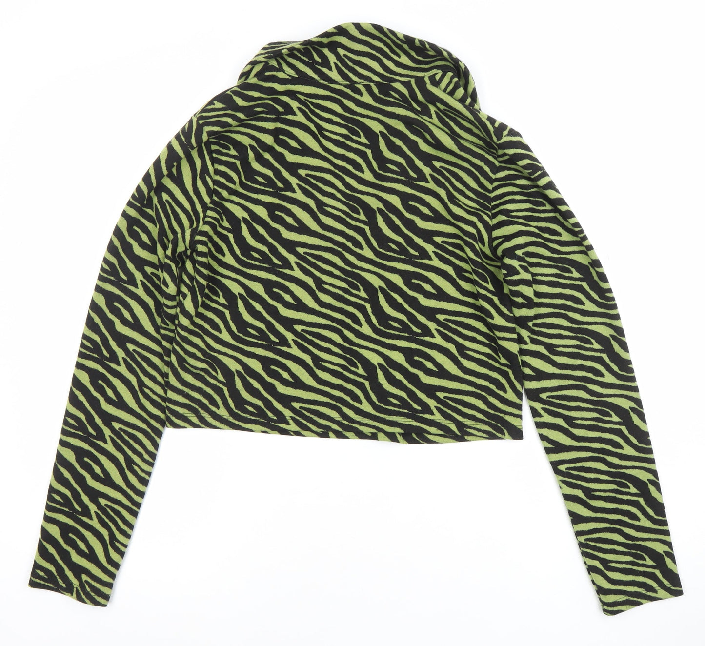 Womens UK Size 12 Zara Green Cropped Button-Up