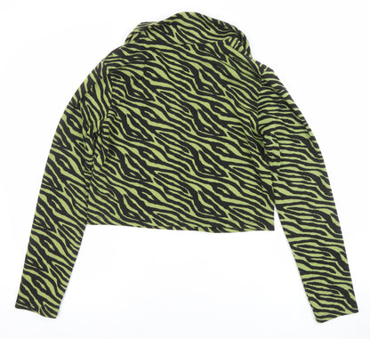 Womens UK Size 12 Zara Green Cropped Button-Up
