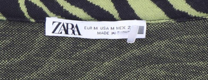 Womens UK Size 12 Zara Green Cropped Button-Up