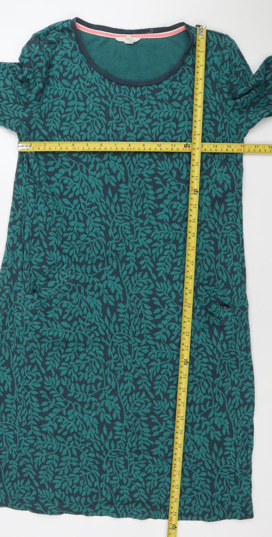 Marks and Spencer Women Green Floral Cotton Shift Dress Size 10