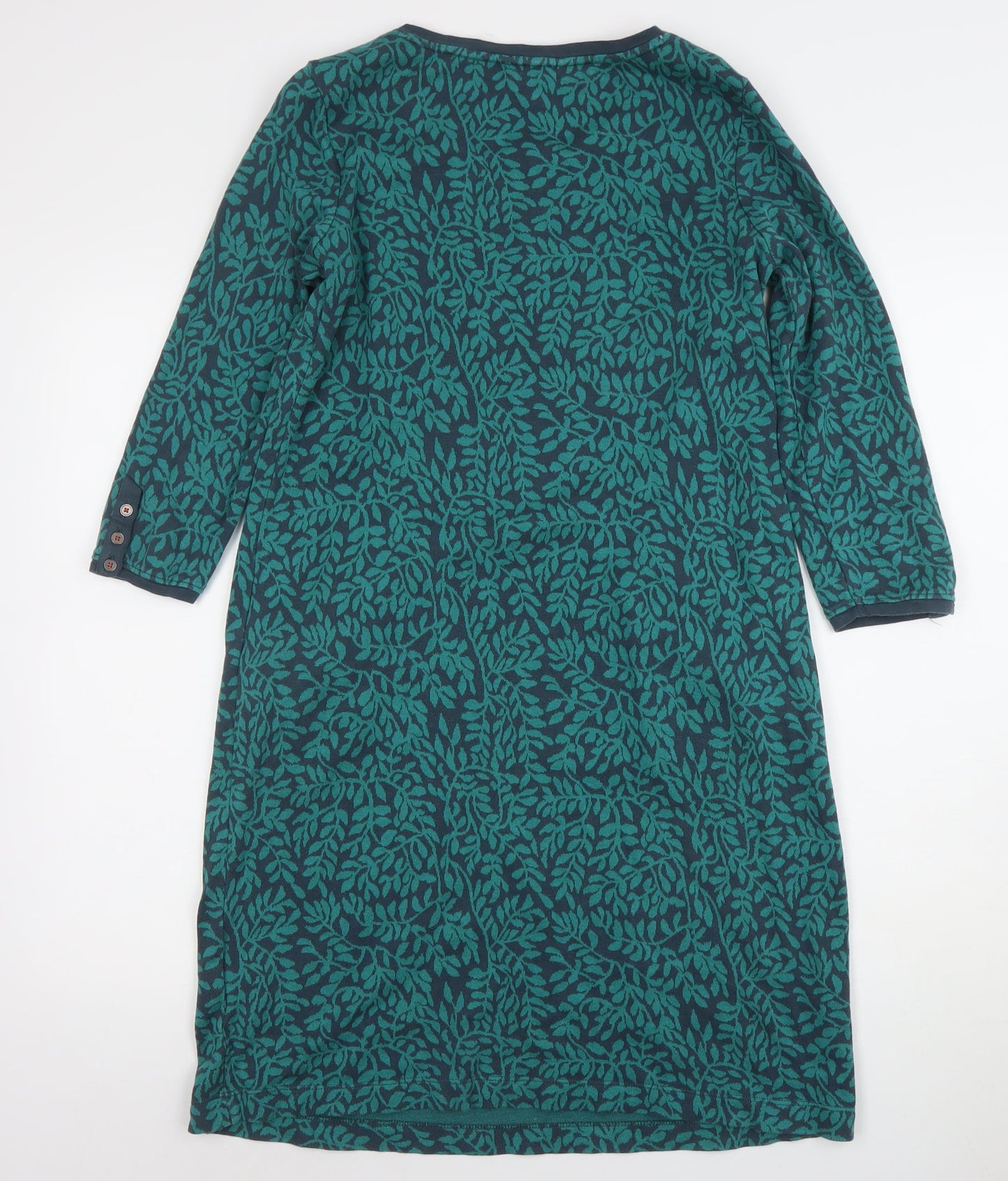 Marks and Spencer Women Green Floral Cotton Shift Dress Size 10