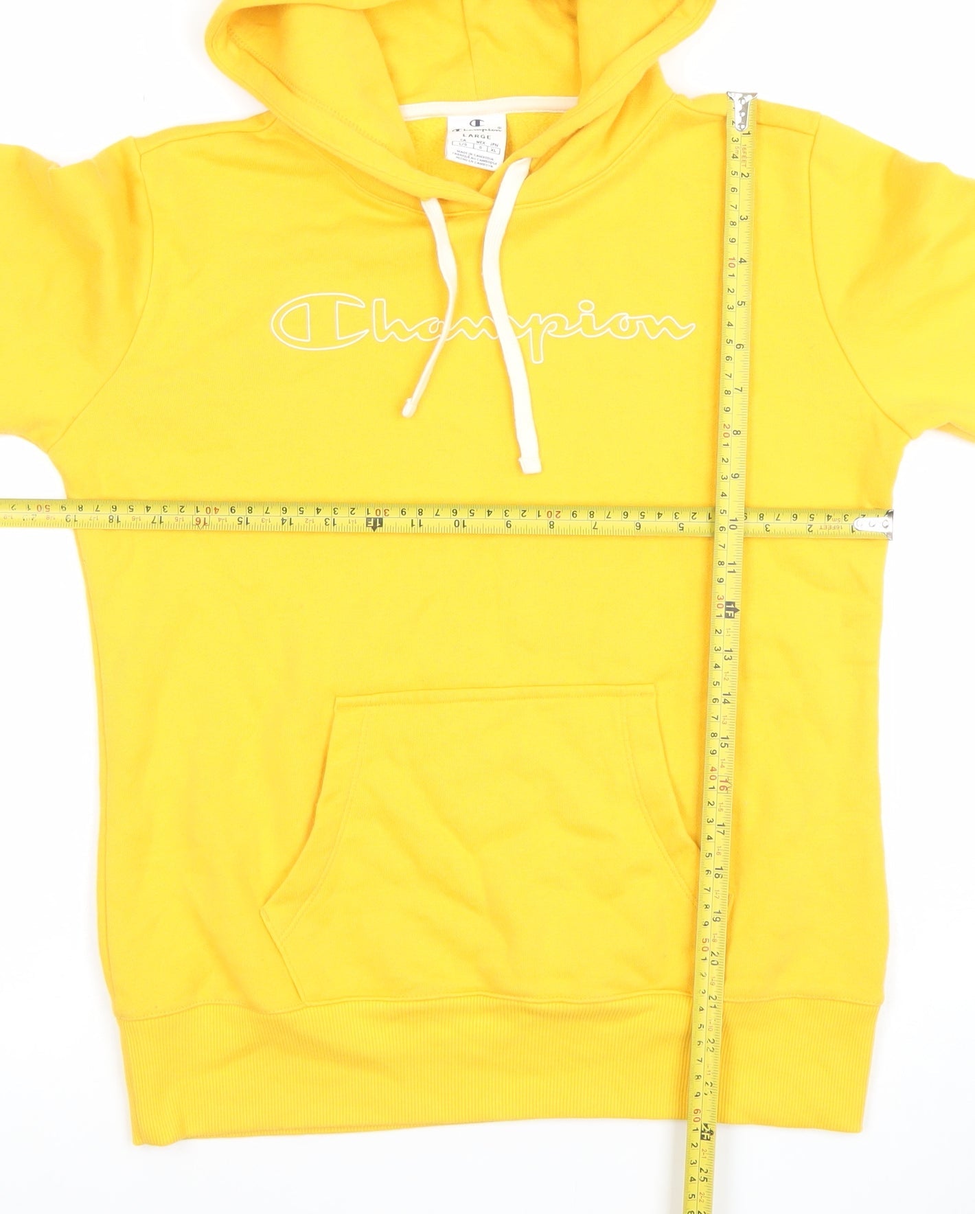 Womens UK Size L Champion Yellow Pullover Hoodie