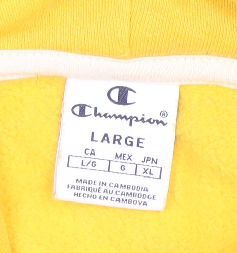 Womens UK Size L Champion Yellow Pullover Hoodie