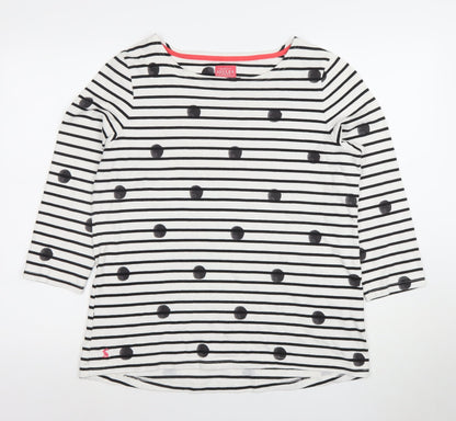 Joules Women’s White Striped 3/4 Sleeve Cotton T-Shirt UK 16