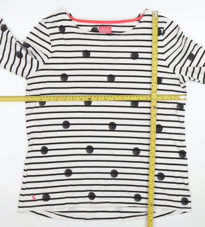 Joules Women’s White Striped 3/4 Sleeve Cotton T-Shirt UK 16