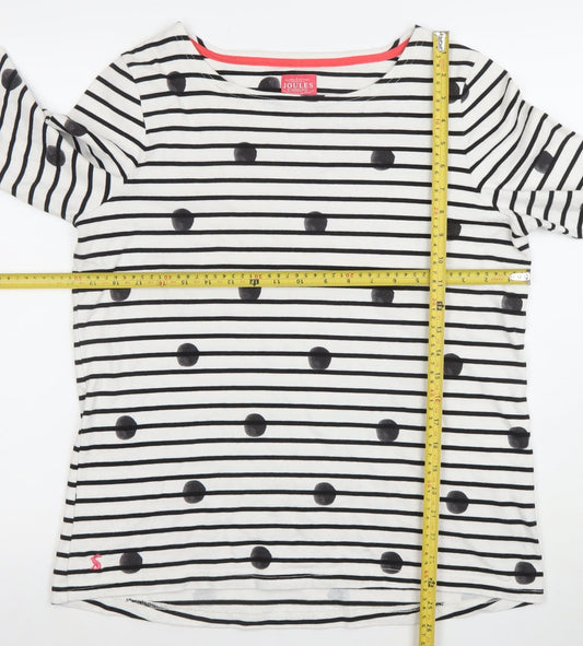 Joules Women’s White Striped 3/4 Sleeve Cotton T-Shirt UK 16