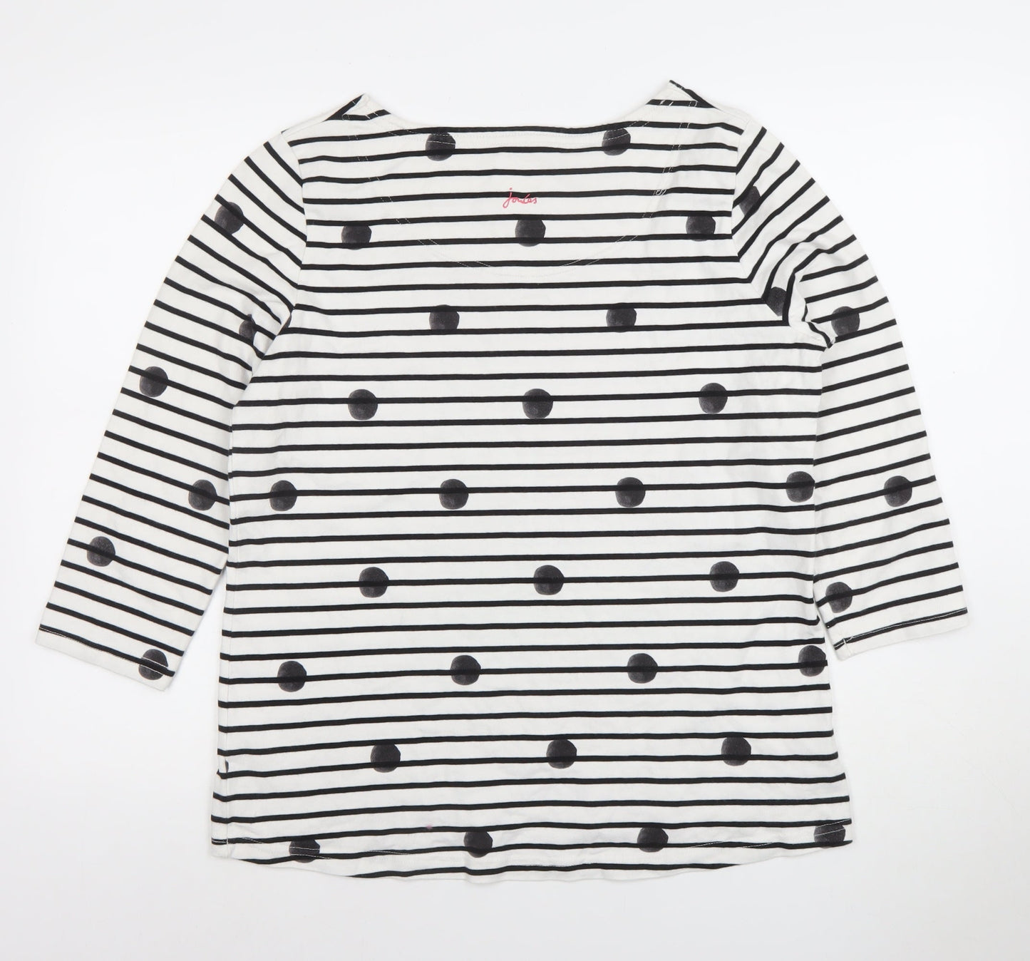 Joules Women’s White Striped 3/4 Sleeve Cotton T-Shirt UK 16