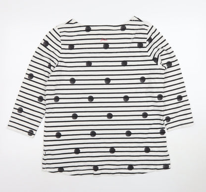Joules Women’s White Striped 3/4 Sleeve Cotton T-Shirt UK 16